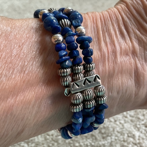 Carolyn Polllack Lapis Lazuli and Sterling Silver Wrap Bracelet - Picture 3 of 5